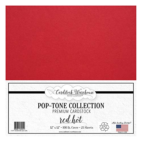 Red Hot Red Cardstock Paper - 12 X 12 Inch 100 Lb. Heavyweight Cover - 25 Sheets From Cardstock Warehouse #TOP9