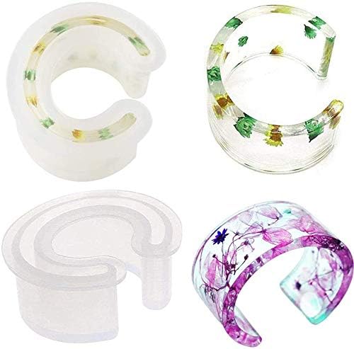 MeiMeiDa 2 Pack Resin Bracelet Molds Silicone Bangle Mold C Font DIY Open Cuff Bracelet Resin Casting Molds for Jewelry Making