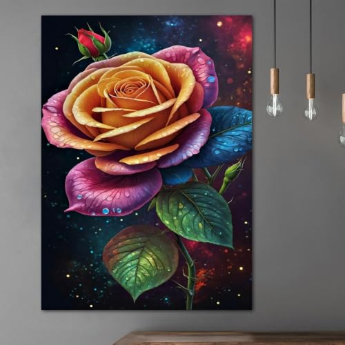Tableau sur toile Rose onirique décoration salon affiche design 20x30