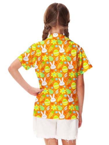 Image of Remimi Unisex Kids 4th of July Button Up Shirt Boys American Flag Print Hawaiian Beach Short Sleeve Tops 5-14 Years