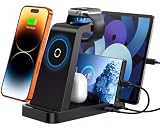 5 in 1 Wireless Charging Station, Magnetic Charging Dock for Phone 17 16e 16 15 14 13 12 Pro Max, Watch Ultra/SE/Series, Pro/4/3/2, with 36W Adapter (Black)