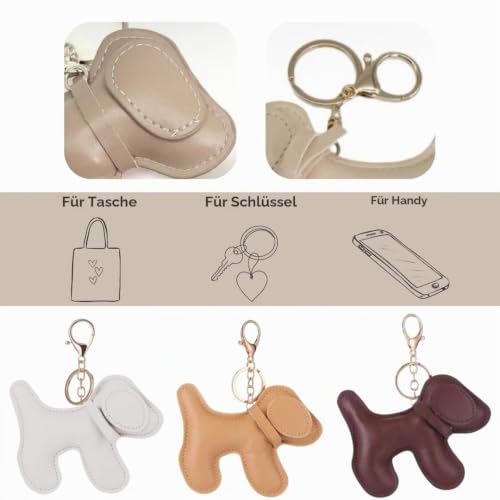 Wei Tech Hund Schlüsselanhänger – Niedlicher Welpen-Anhänger aus PU-Leder, Deko-Accessoire für Schlüssel, Taschen & Rucksäcke, Stylischer Begleiter für unterwegs
