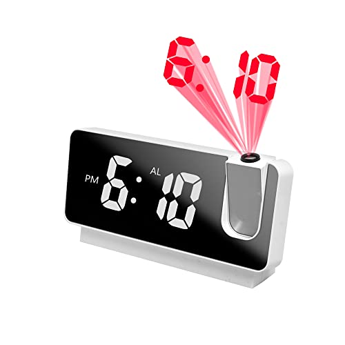 Lorzacio Digital Alarm Clock For Bedroom, Smart Alarm Clock With Projection On Ceiling, Led Digital Wall Clock With Usb Charger Ports, 180°Projector, Dimmer, Battery Backup, 12/24H For Kids Elderly #TOP14