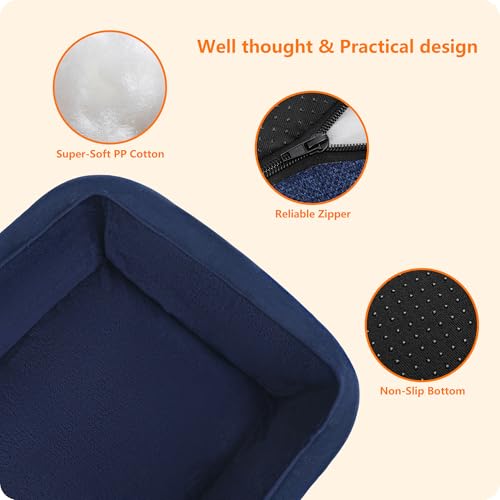 HMTOPE Hundebett, Hundesofa, Hundekissen, Hundekörbchen Abnehmbar und waschbar, Navyblau, 110 x 86 x 26 cm