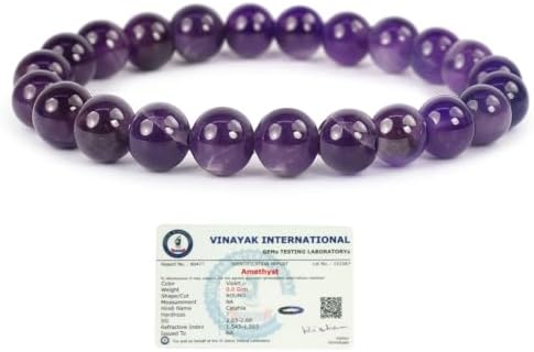 Reiki Crystal Products Certified Natural Crystal Stone 8 mm Round Beads Bracelet for Men & Women | Reiki Charged Gemstone Bracelet | Multiple Stone Variants Available
