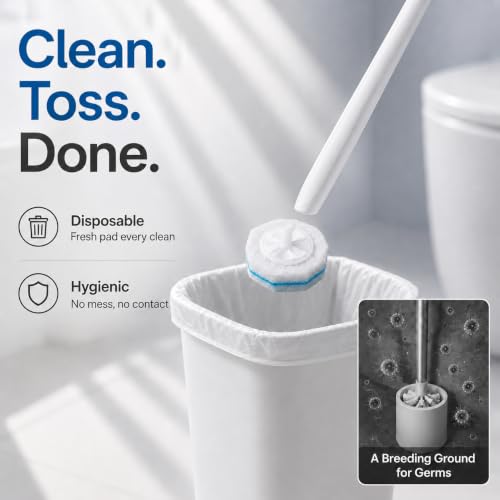 AMPFORCE Toilet Brush and Plunger Set with Holder, Electric High Pressure Air Unclogger & Disposable Toilet Wand Cleaning System with Caddy & 6 Refills, Heavy Duty Bathroom Clog Remover Tool — view 6