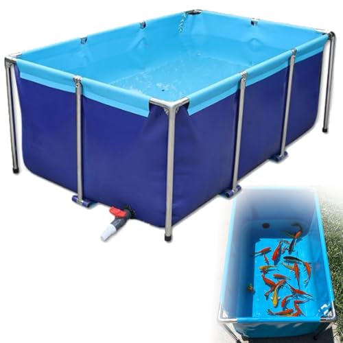 Stagno temporaneo per pesci in tela con valvola di scaricoPiscina portatile per acquario, per tenere e visualizzare i pesci, fontana ornamentale da giardino