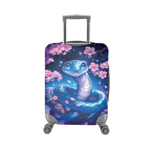 Image of Mumeson Peach Blossom Snake Luggage Cover for Suicase Fits 18-32 Inch Suitcase Dust Protector Luggage Protective Stain Resistant Baggage Gear Covers