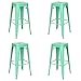 Vaukura Taburete Alto Oliix Pack 4 - Taburete Industrial Metálico Brillo (Verde Menta)