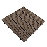 YOEVU - Set de 11 Baldosas de Exterior de Madera Composite WPC, 1m² - Baldosas de Terraza, Patio y Jardín, Antideslizantes, Resistentes al Agua, (Marrón Café)