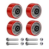NINOSO 4' x 2' Caster Wheels, Heavy Duty Industrial Wheels, Polyurethane on Cast Iron Wheel, 1/2' Bore Axle Set of 4 Replacement Wheels for Cart Toolbox (4 Wheel)