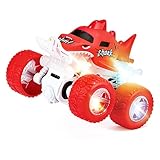 ZJYFPP Light-Up Shark Monster Truck Toys – Double-Directions Inertia Pull Back Vehicle – Birthday Gift for Toddlers, Boys & Girls Ages 3+ – Durable Friction-Powered Trucks (Red)