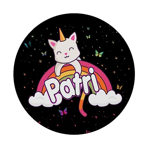 PATRI - Adorable girl name with beautiful Caticorn PopSockets Swappable PopGrip, Black - Image 3