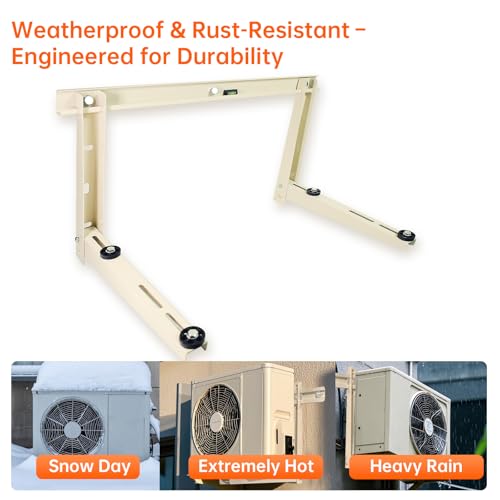 Image of Wall Mounting Bracket for Mini Split AC - Heavy Duty Steel Support for 9,000-36,000 BTU Units - 550lbs Capacity - Rust-Proof Powder Coated, Outdoor Condenser Wall Mount