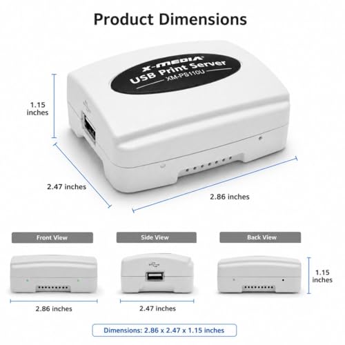 Image of X-MEDIA XM-PS110U 1-Port 10 /100Mbps Fast Ethernet USB Print Server | USB 2.0 Port Network Print Server