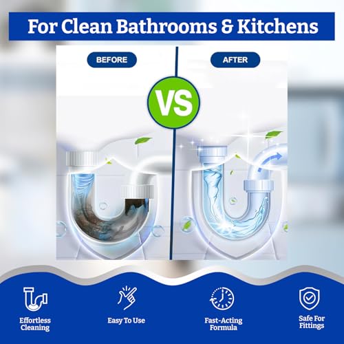 Image of Klenzmo by Kleenest Drain Cleaner Liquid - 400ml (Pack of 2) | Clears Blockages in Pipes, Sinks & Septic Tanks | Dissolves Grease, Hair & Soap Scum | Fast-Acting, Pine-Scented & Safe for Plumbing