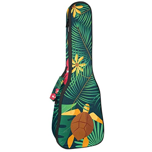 Étui ukulélé soprano concert antichoc rembourré noir motif tropical