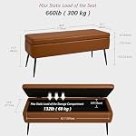 Leather Storage Ottoman Bench, End of Bed Bench with Steel Legs - Image 2