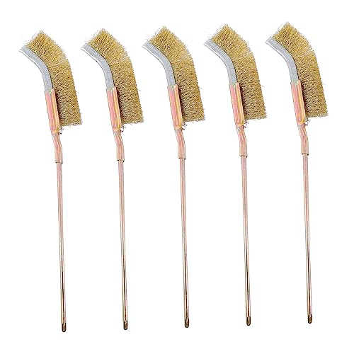FRCOLOR Stainless Steel Wok 5pcs Elbow Copper Wire Brush Industrial Brush Cleaning Brush Elbow Brush Scratch Brush Handle Brush Door Window Brush Elbow Scratcher Copper Brush Manual Brush