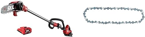 Skil PS4561C-10 PWR CORE 40 Kit de sierra de poste sin escobillas de 40 V 10 pulgadas con cadena (tamaño único, rojo)
