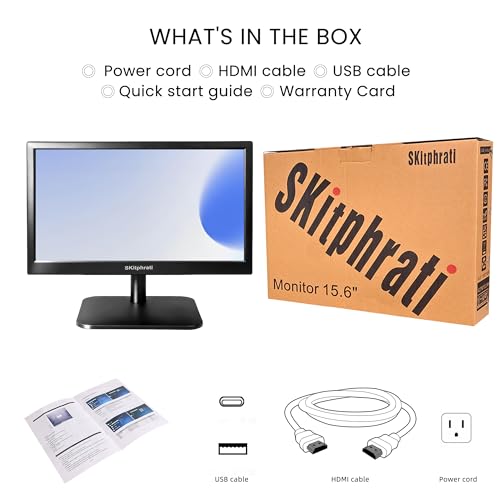 SKitphrati 15 inch 1920x1080 Touchscreen Monitor 10-Point Multi Touch Screen with HDMI, VGA, 60Hz, 16:9 Aspect Ratio, VESA, Secondary Monitor for PC Computer Windows Ras Pi