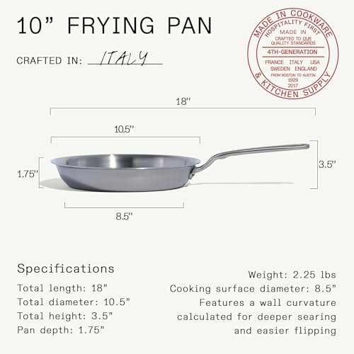 Image of Made In Cookware - 10-Inch Stainless Steel Frying Pan - 5 Ply Stainless Clad - Professional Cookware - Crafted in USA - Induction Compatible