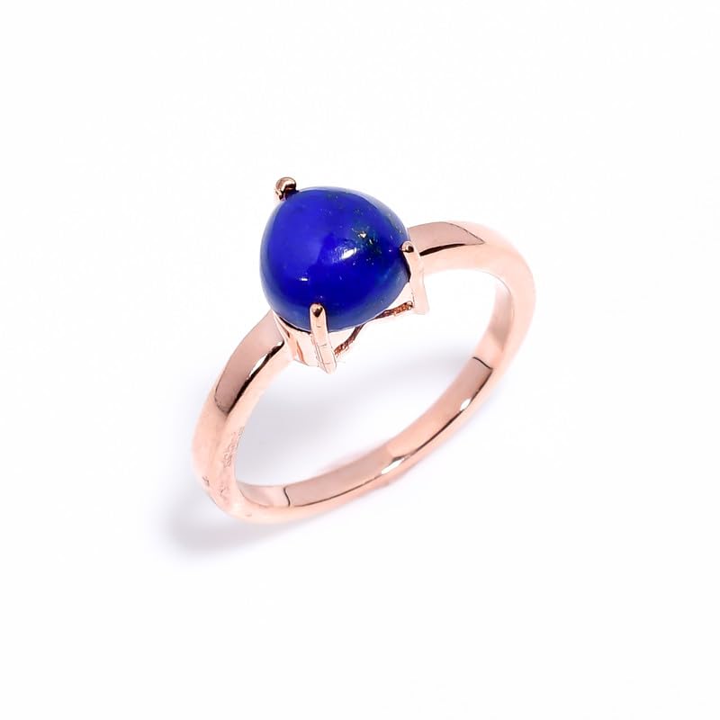 Bague en lapis-lazuli naturel et argent 925 en forme de cœur R-104-24-P