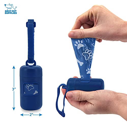 Image of Best Pet Supplies Dog Poop Bag Holder Leash Attachment Reusable Dispenser for Travel, Walking, Park, and Outdoor Use, Durable with Clip-On - Royal Blue, Pack of 2