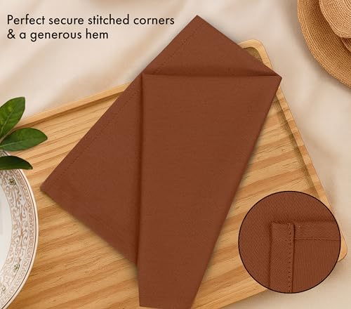 Image of Ruvanti Cloth Napkins Set of 12, 18x18 Inch, Soft & Absorbent Cotton Enrich Dinner Napkins for Hotel, Wedding Parties, Napkins Everyday - Rust