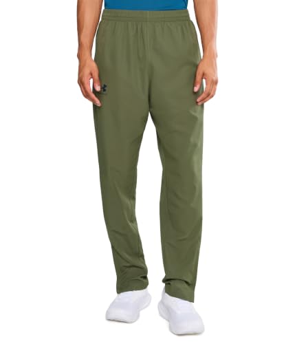 Under Armour Uomo Rival Woven Windbreaker Pant, Pantaloni Tuta Impermeabili Resistenti alle intemperie, Pantaloni Sportivi Lunghi, Leggeri e Comodi,Marine OD Green/Marine OD Green/Black,XXL