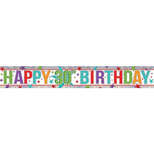 Bannière Happy 30th Birthday banderole 30 ans brillante déco murale facile