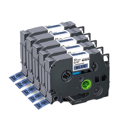 Ruban d'étiquettes 231 12 mm noir sur bleu lot de 5 pour une signalétique nette et soignée