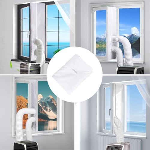 LOEPENLE Klimaanlage Fensterabdichtung,400cm Fensterabdichtung für Mobile Klimageräte, Abluftschlauch Fensterabdichtung, Hot Air Stop für Klimaanlagen Wäschetrockner