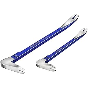 WORKPRO 2-Piece Nail Puller Set, 12” Pry Bar, 8” Mini Crowbar, Cats Paw Nail Remover, Claw Bar, for Kitchen Remodel, Prying Apart Baseboard, Multi-sided Forged Steel Made