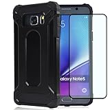 HTXWXJC Case for Galaxy Note5 Case, Samsung Note5 Case SM-N920 HD Screen Protector, Slim Hybrid Dual Layer TPU+PC Protective Phone Cover Shockproof Cases for Samsung Galaxy Note5 Black