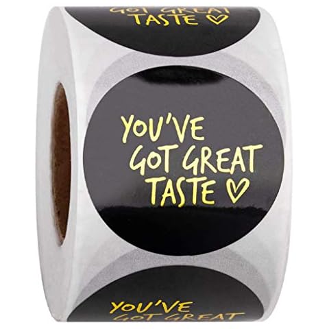 qiuxiaoaa 500Pcs You'Ve Got Great Taste Stickers Handmade Round Packaging Seal Label Bake 500 Stickers Black Cover