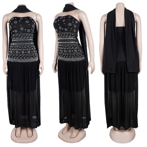 Image of PORRCEY Women's Sexy Rhinestone Mesh See Through Party Night Prom Dress
