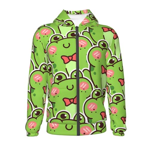 Cute Green Frog Kids Pullover Hoodies Boys Zip Up Sweatshirts Girls Athletic Clothes with Pocket2