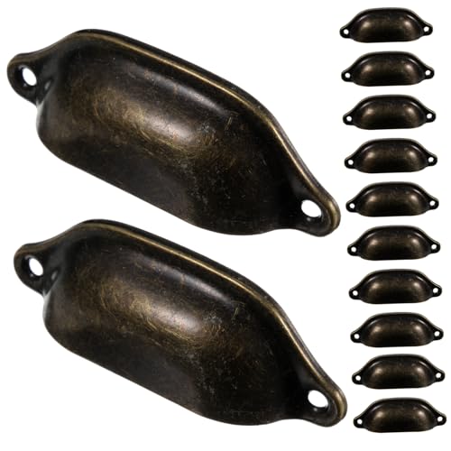QUMIIRITY 12pcs Vintage Matte Kitchen Cabinet Handles Drawer Pulls Cupboard Handles Dresser Drawer Handle Closet Door Pulls Smooth Surface Edge Design Made of Brass