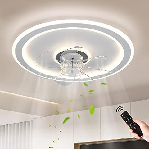 JDONG Deckenventilator mit Beleuchtung und Fernbedienung 54W LED Leise Deckenleuchte Ventilator Mit Dimmbar Timer Einstellbare Windgeschwindigkeit für Wohnzimmer Esszimmer Schlafzimmer 47CM Cover