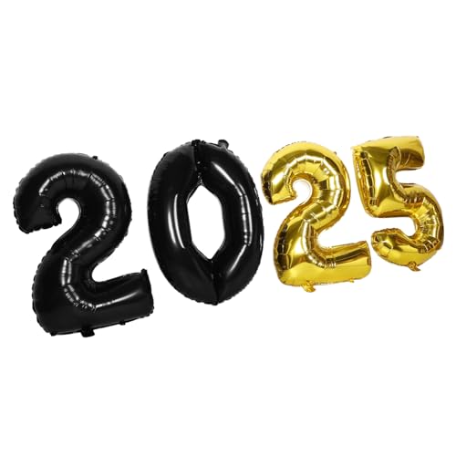 SOPOTUTU Globos de Número de Aluminio Negro y Dorado para Decoración de Fiesta de Graduación y Año Suministros Festivos Resistentes y Fáciles de Inflar