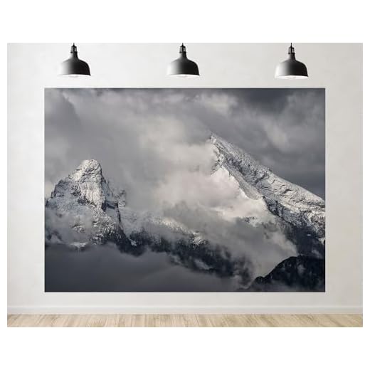 Trykid 5x5ft Misty Snow Mountain Backdrop Peaks Hidden in Clouds Rocky Slopes Photography Background Nature Party Decoration Tapestry Photo Studio Prop Fabric