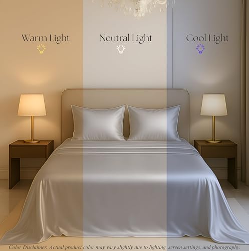 Image of Luxe Ere Satin Bedsheet King Size (90x108) | 300 TC Ultra Smooth Silky Soft Luxury Satin Bed Sheet with 2 Pillow Covers | Premium Satin Bedsheets for Double Bed - Moonstone Grey