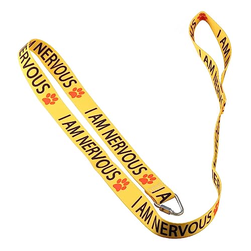 LEVLO Funny Dog Leash - I Am Nervous - Cat & Dog - 59 Inch - Polyester - Yellow, I Am Nervous-YE - Image 4