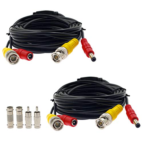 Eilumduo 2Pcs 5M/16Ft Bnc Video Power Cable, Bnc Extension Wire Cord With Connectors All-In-One Premade Siamese Cable For Surveillance Cctv Security Camera Video System #TOP30