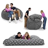 CordaRoy's Plush Bean Bag - Convertible Bean Bag Chair - Machine-Washable Plush Fabric Cover - for Basement, Living Room, Game Room, Dorm & More - King Size - Grey | Made in The USA