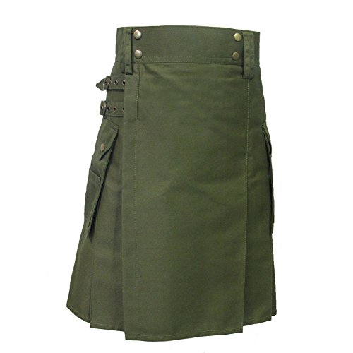 Tartanista Mens Tactical Combat Utility Kilt With Pockets Olive 30