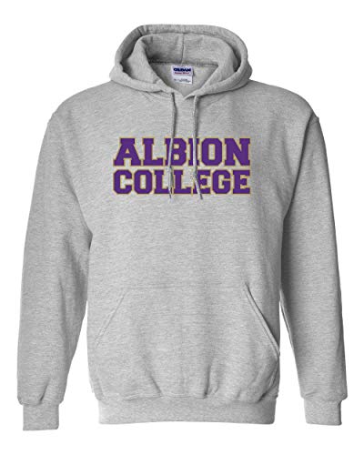 CreateMyTee | Albion College Block 2 Color Text Hooded Sweatshirt | Albion Britons Student and Alumni Mens/Womens Hoodie