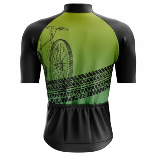 Camisa de Ciclismo Masculina Manga Curta Bike Roda Verde Degradê Proteção UV Slim Confortável Pro Bi