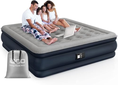 iDOO King Size Air Mattress, Fast Self-Inflating in 3 Mins, Comfortable and Waterproof Blow Up Mattress for Home, Guests & Travel, 18" Inflatable Mattress Supports Up to 650lbs MAX, Matelas Gonflable by iDOO - Used condition - CA$158.09